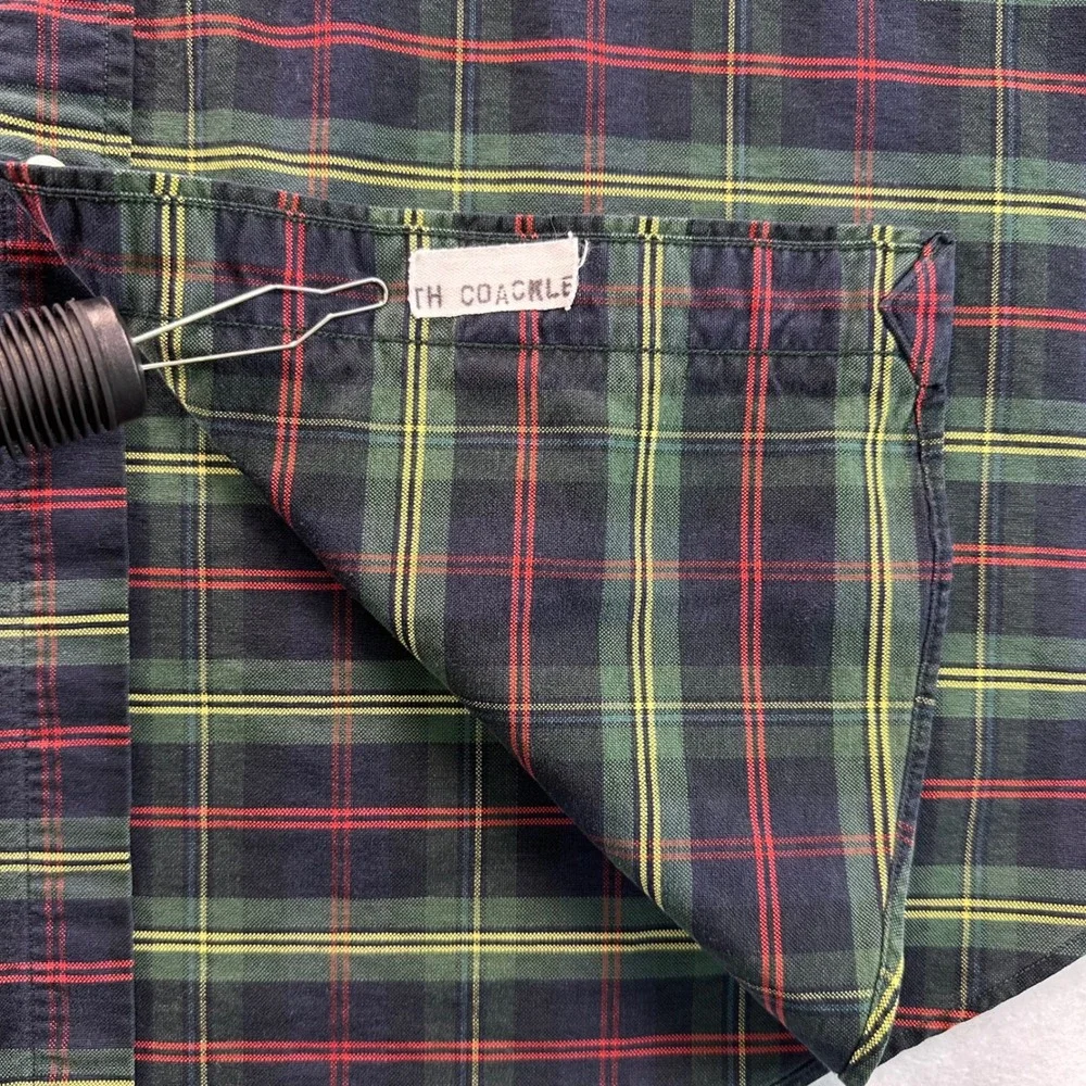VTG Ralph Lauren The Big Shirt Mens Large Green Plaid Button Down Logo Crest